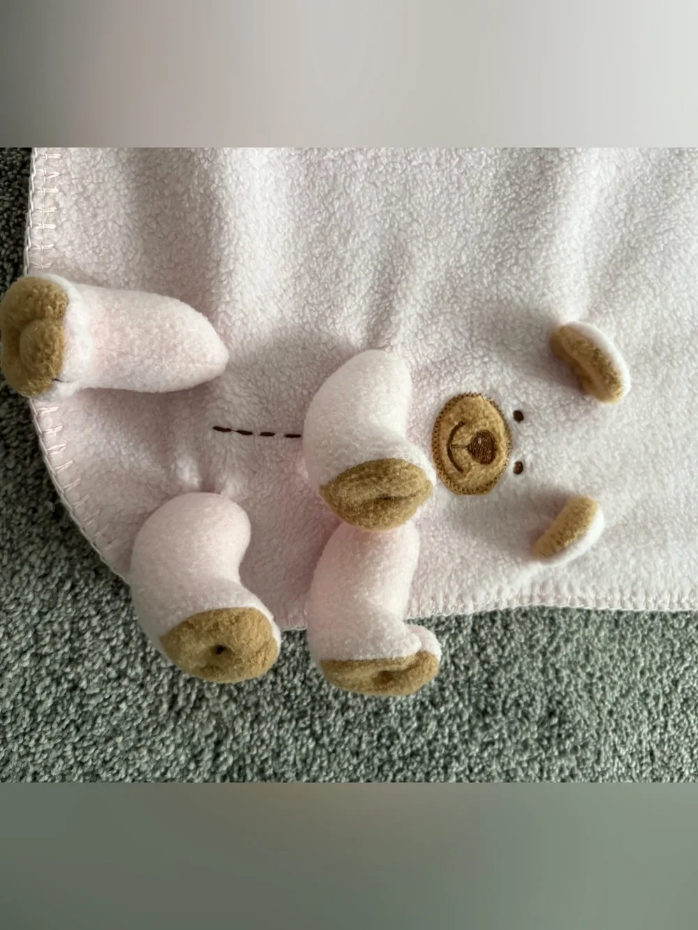 Ty Pink and Tan Bear Lovey Bib Blankie